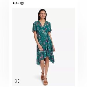 Calvin Klein Teal Floral High-Low Dress